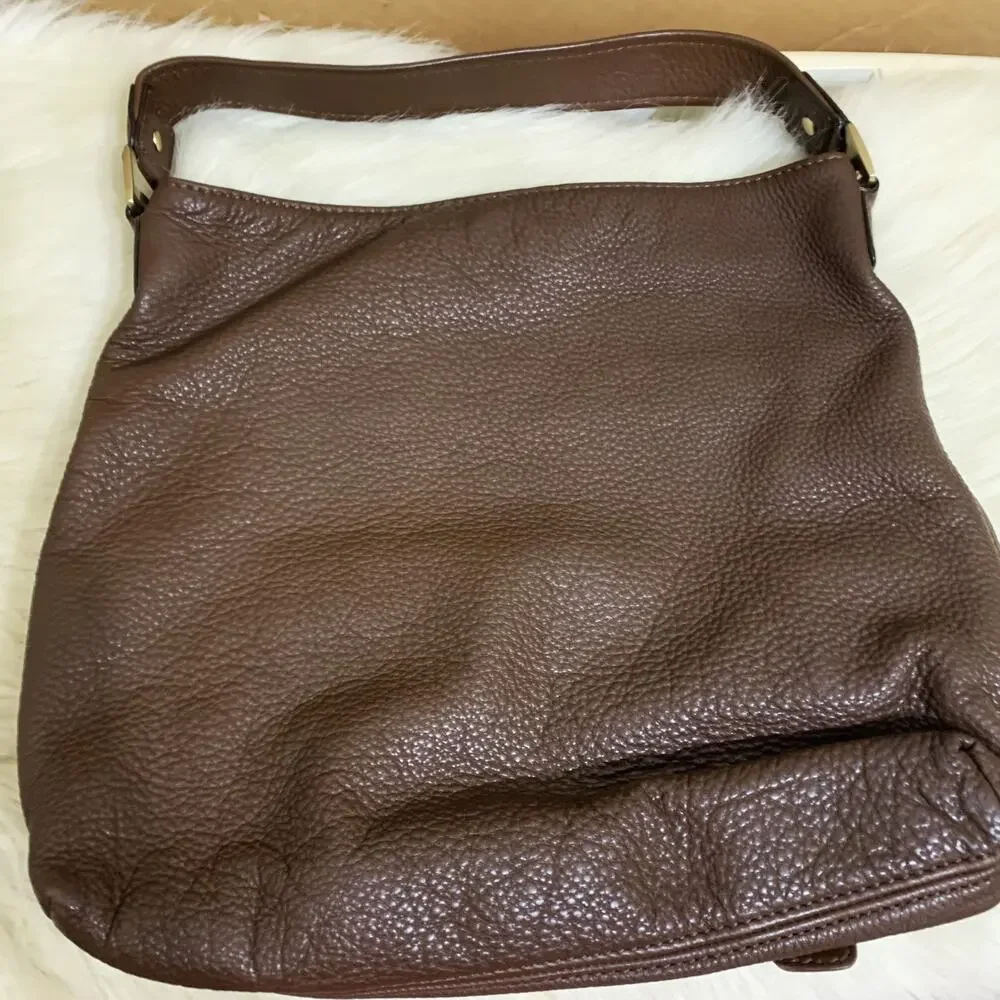 MICHAEL KORS Dark Chocolate Brown Leather Vintage North South BROOKVILLE Hobo